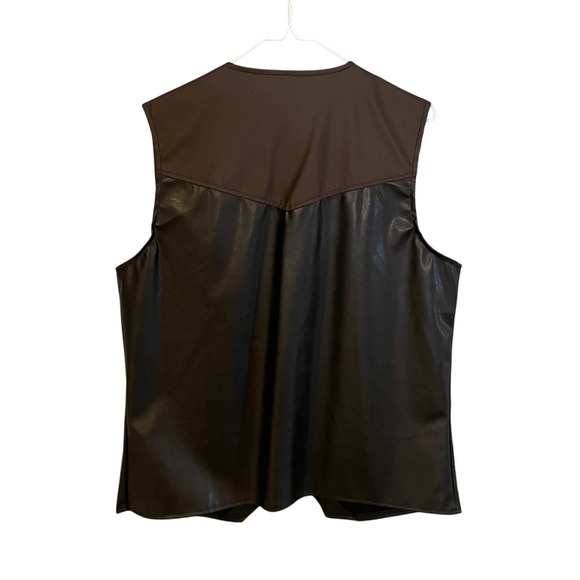 Men's Cowboy Costume Western Cowboy Faux Leather Vest Fringe‎ Pockets - Picture 2 of 4
